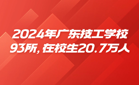 2024年廣東技工學校93所，在校生20.7萬人
