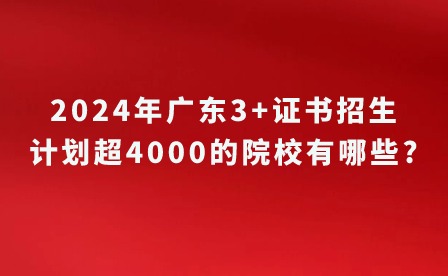 2024年廣東3+證書招生計劃超4000的院校有哪些?