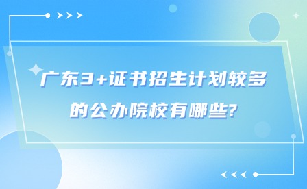 2024年廣東3+證書招生計劃較多的公辦院校有哪些?